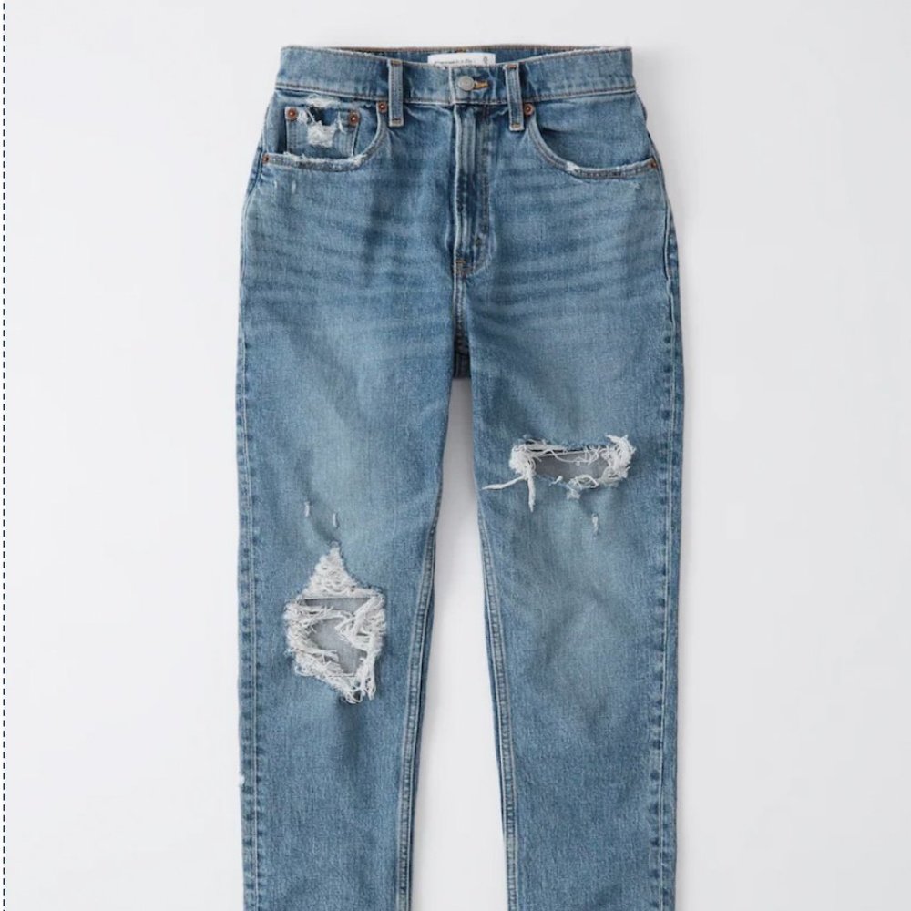 Ripped High Rise Mom Jeans